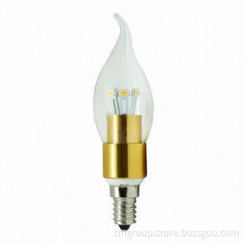 E14 Candelabra LED bulb with 4W, dimmable, 280 to 300lm, 2300/2500/2700/3000/4000/6000K